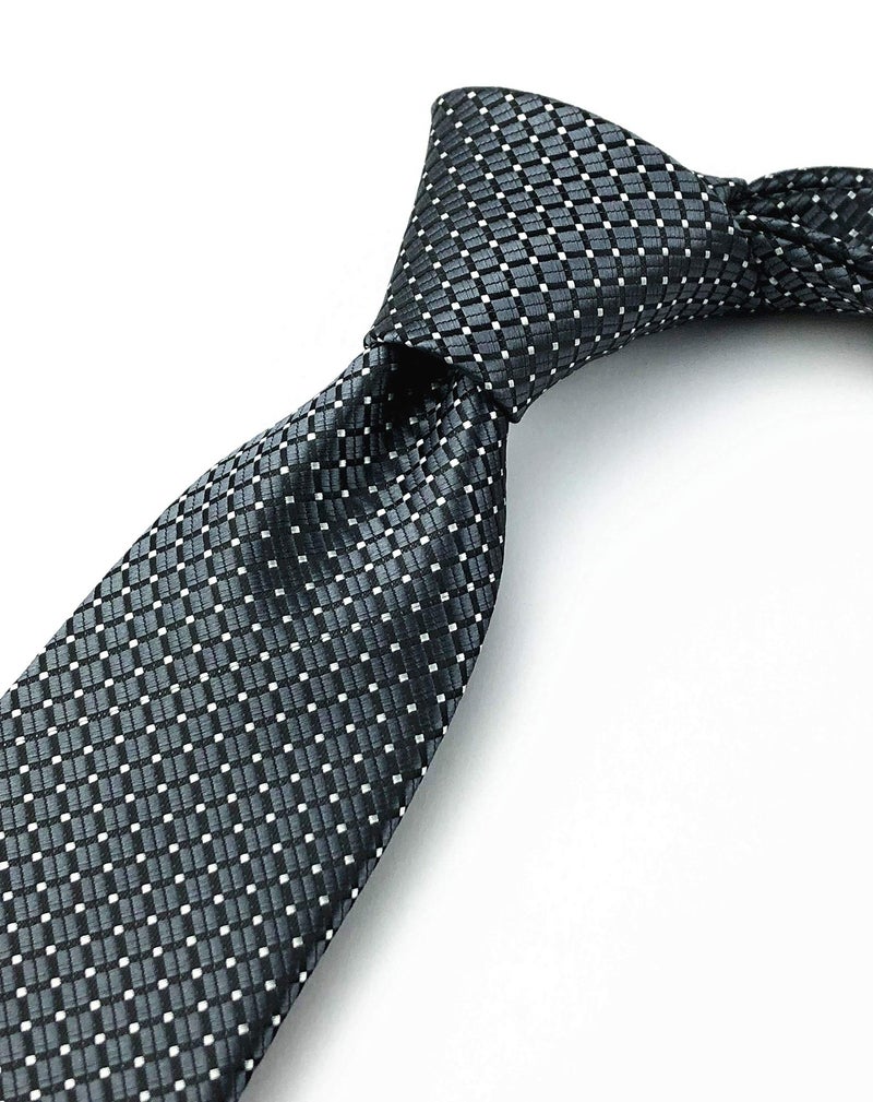 Secdtie Men's Big Boys Dark Grey Silk Plain Cravat Ties Solid Extra Long Necktie Best Xmas Gift - Image 3